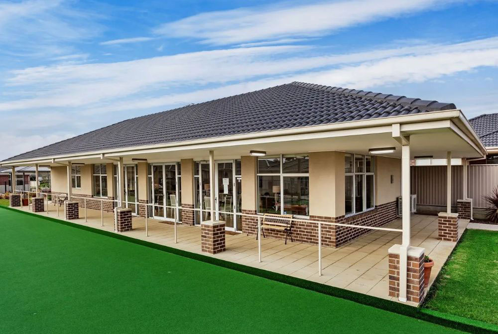 Retirement village clubhouse and bowls green
