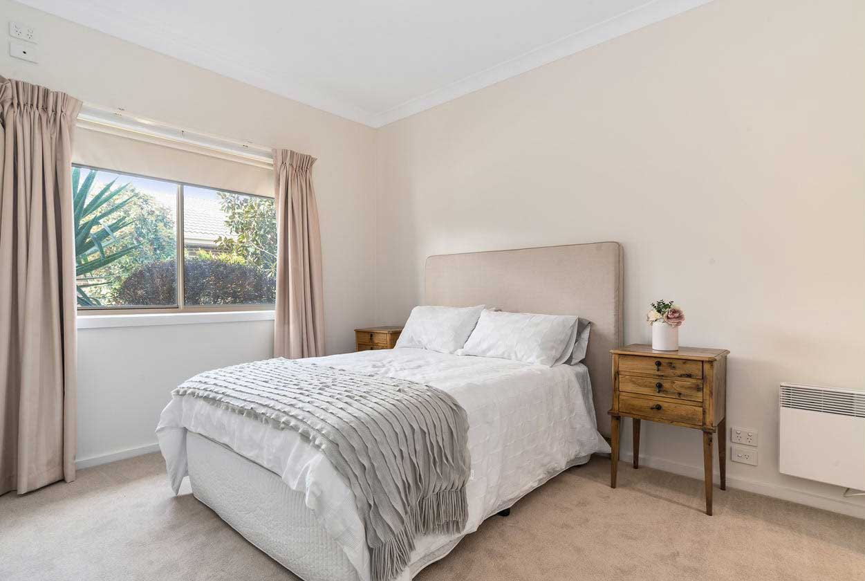 Bedroom in a Carrum Downs retirement villa